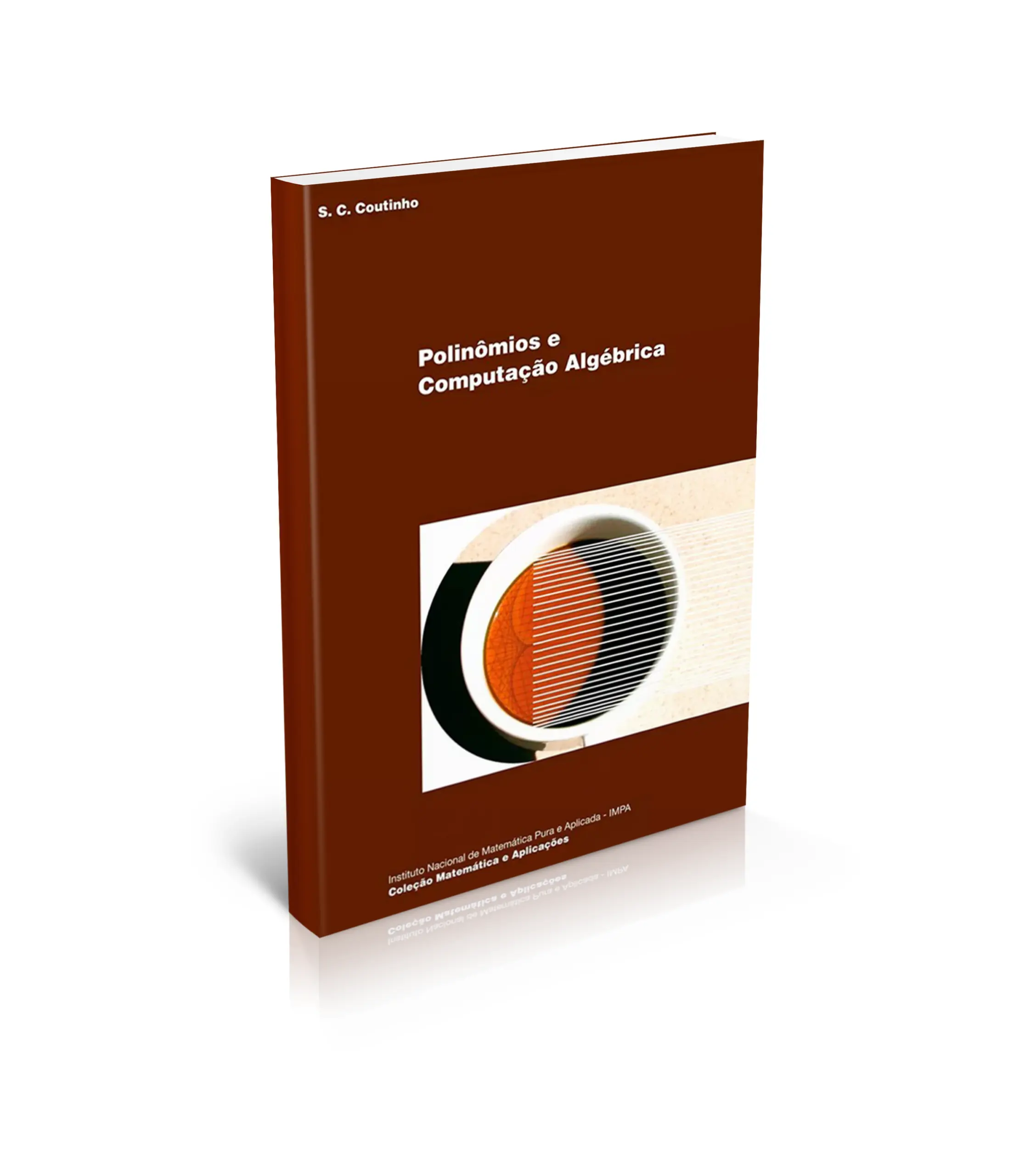 Mockup do exemplar físico de Polinômios e Computação Algébrica, de Severino Collier Coutinho, 1ª edição, publicado pelo IMPA